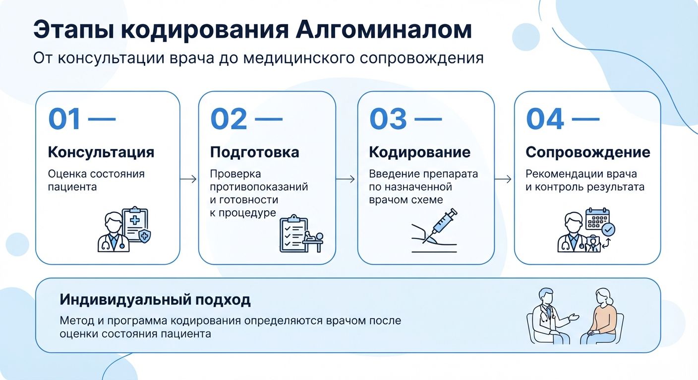 Кодирование препаратом «Алгоминал» в Лыткарино инфографика